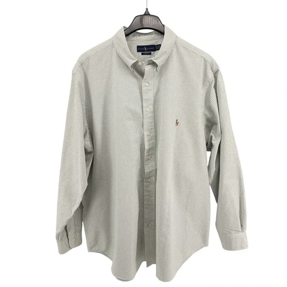 Ralph Lauren Button Down Mens 2XB Pre-Owned Shirt White Striped Classic Fit - Picture 2 of 11